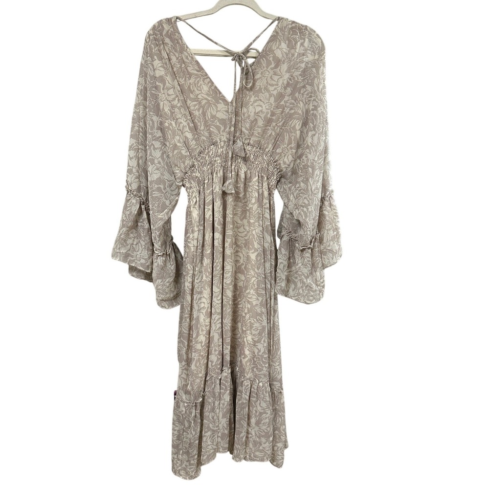 Dress Forum Los Angeles Beige Floral Jacquard Ruffle Mini Dress FD6087 Small - Picture 4 of 4
